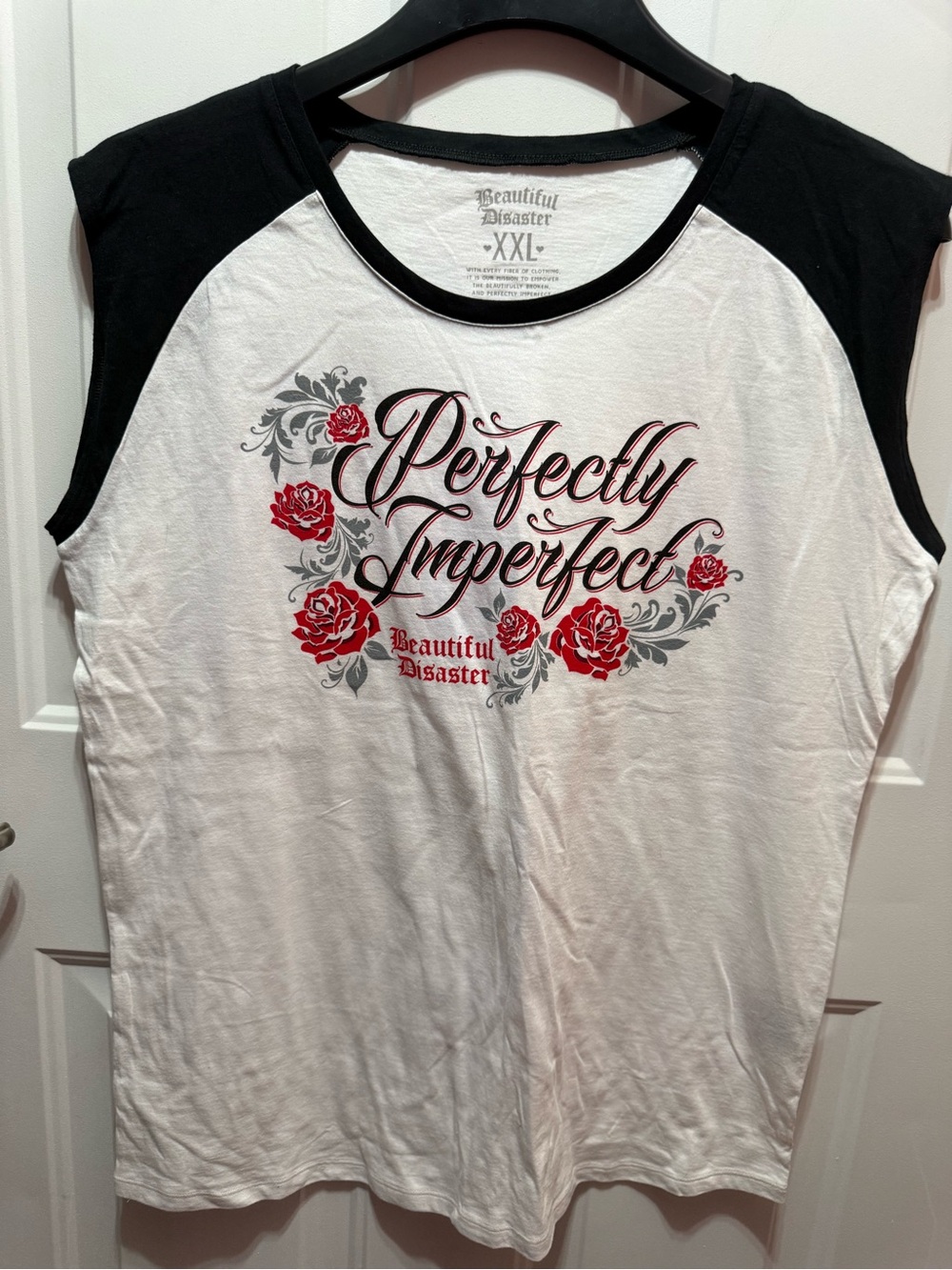 Beautiful Disaster Perfectly Imperfect Women's Black & White Graphic Tank